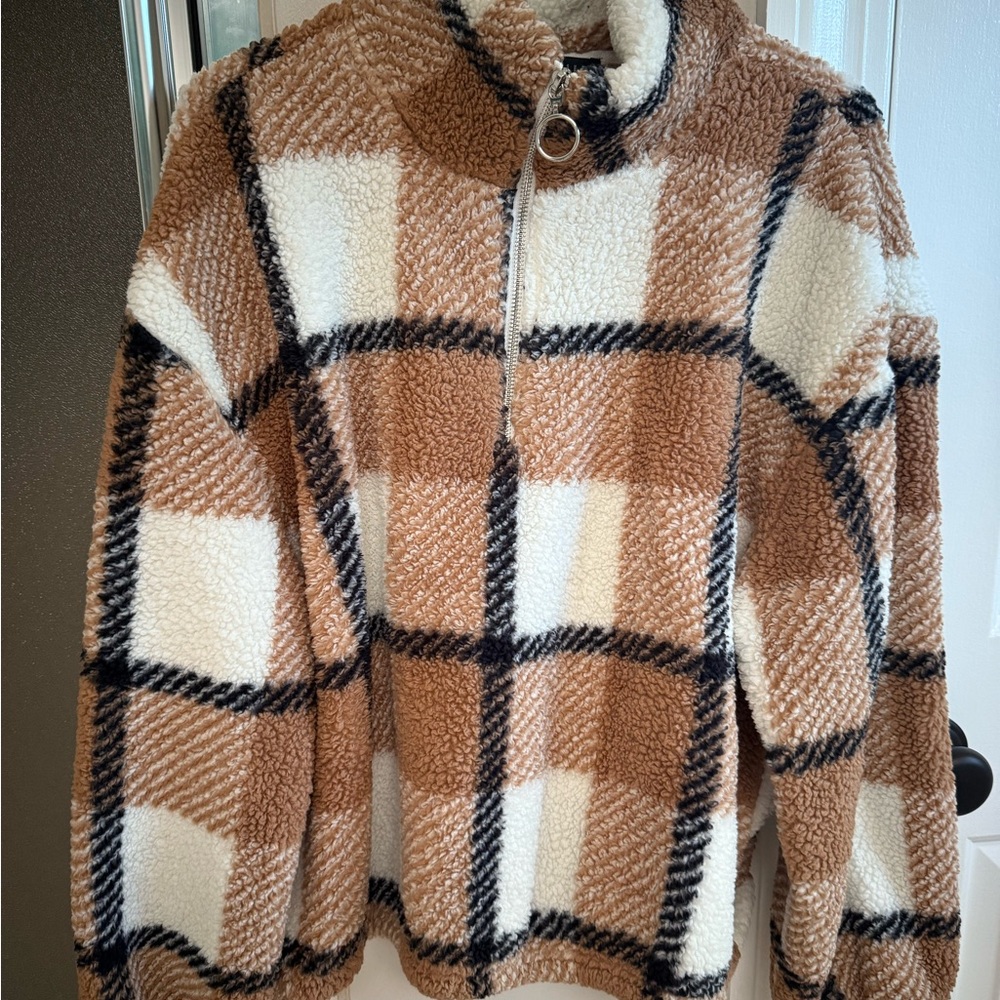 Plaid Fleece Pullover Sweater